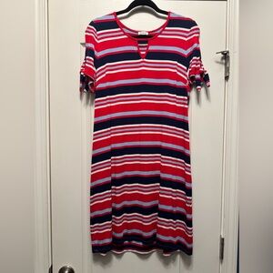 Striped Red and Blue Women's Dress Westport Petite Large